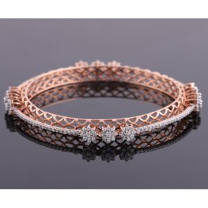 18kt rose gold flower shaped diamond bangle