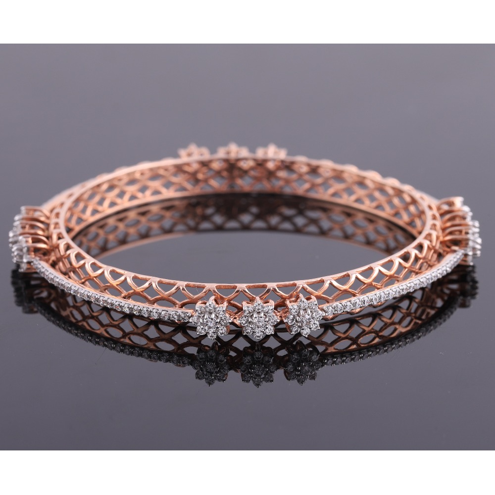 18kt rose gold flower shaped diamond bangle