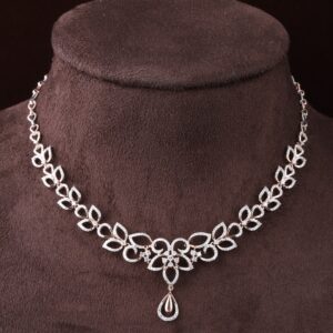 18kt rose gold drop shaped diamond necklace