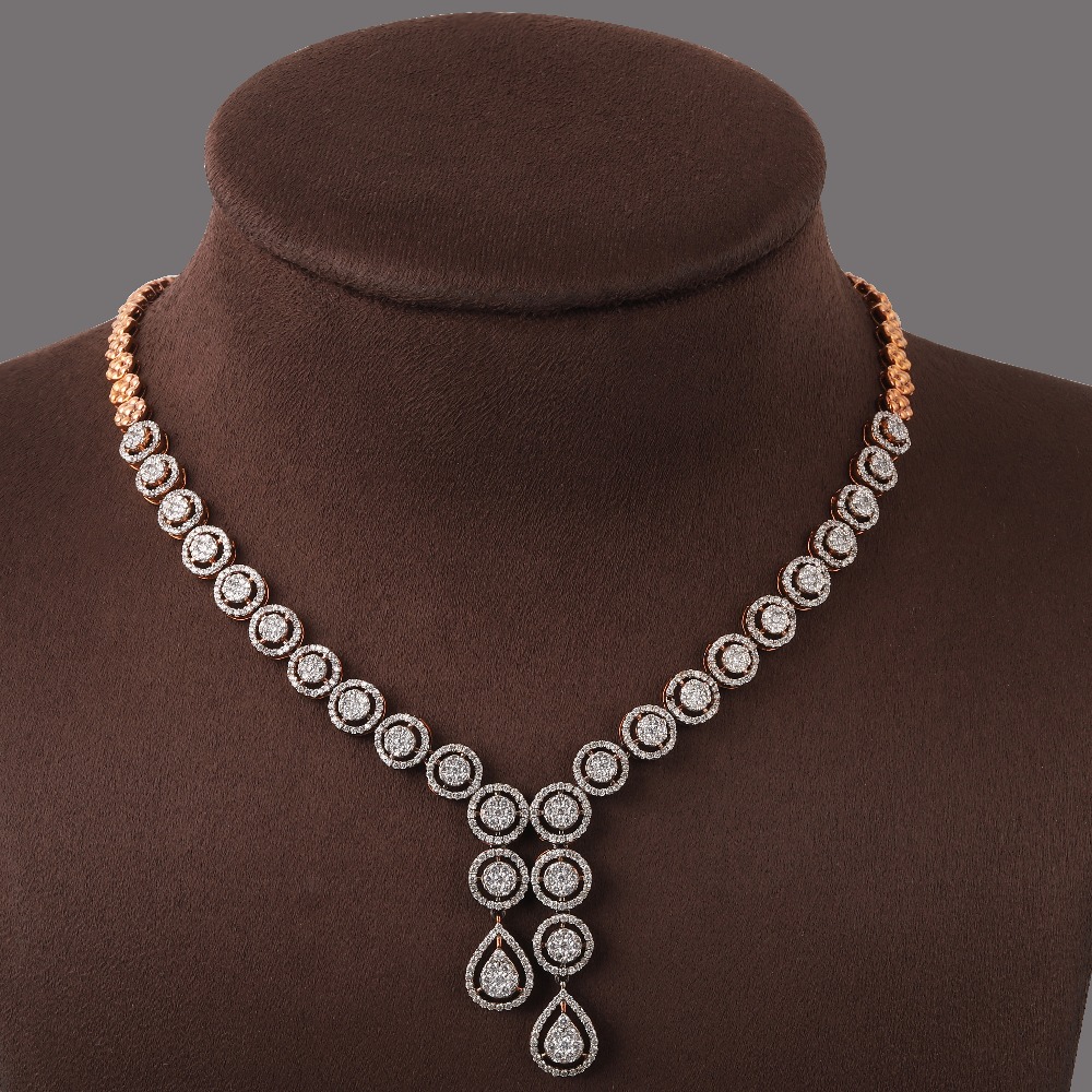 18kt rose gold designer diamond necklace