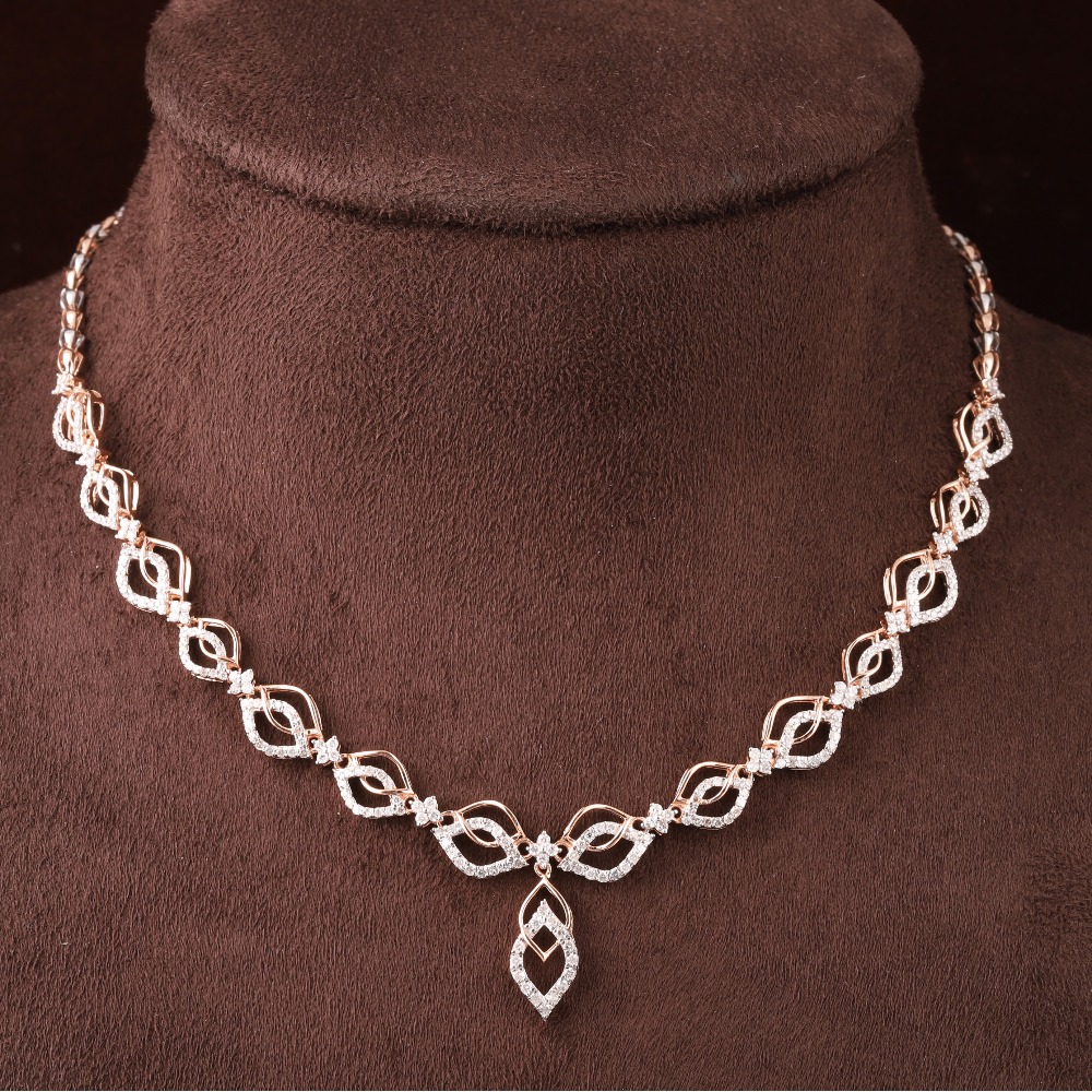 18kt rose gold designer diamond necklace
