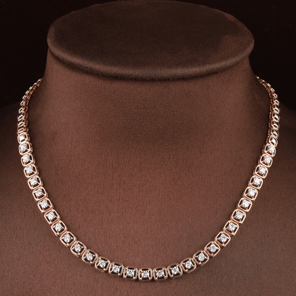 18kt rose gold designer diamond necklace