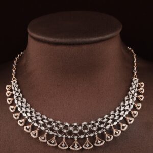 18kt rose gold designer diamond fancy necklace