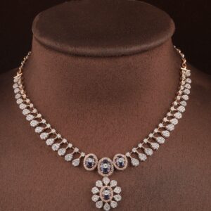 18kt rose gold flower shaped diamond necklace