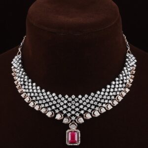 18kt rose gold designer diamond necklace