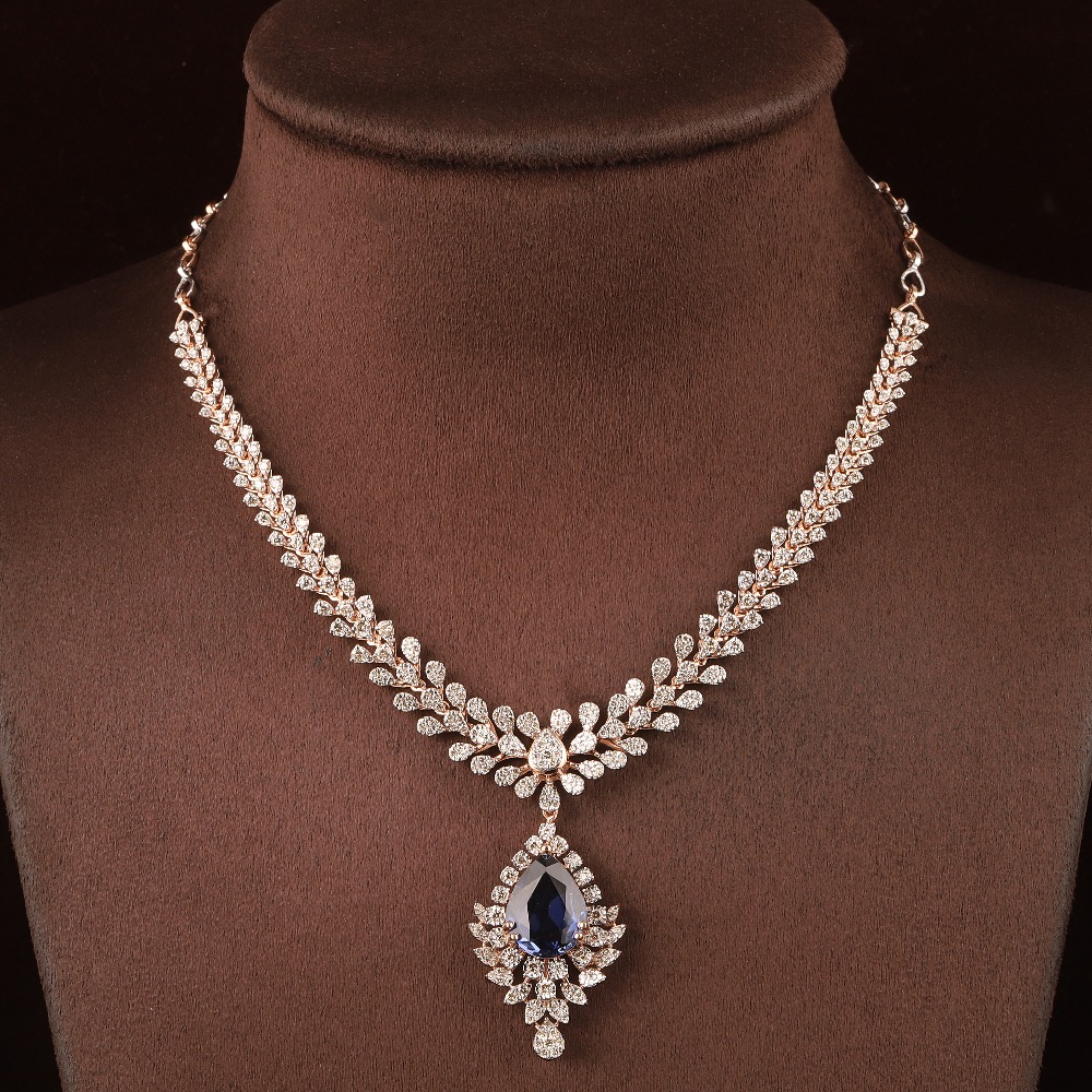 18kt rose gold designer diamond necklace
