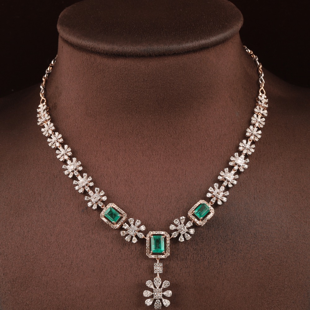 18kt rose gold designer diamond fancy necklace