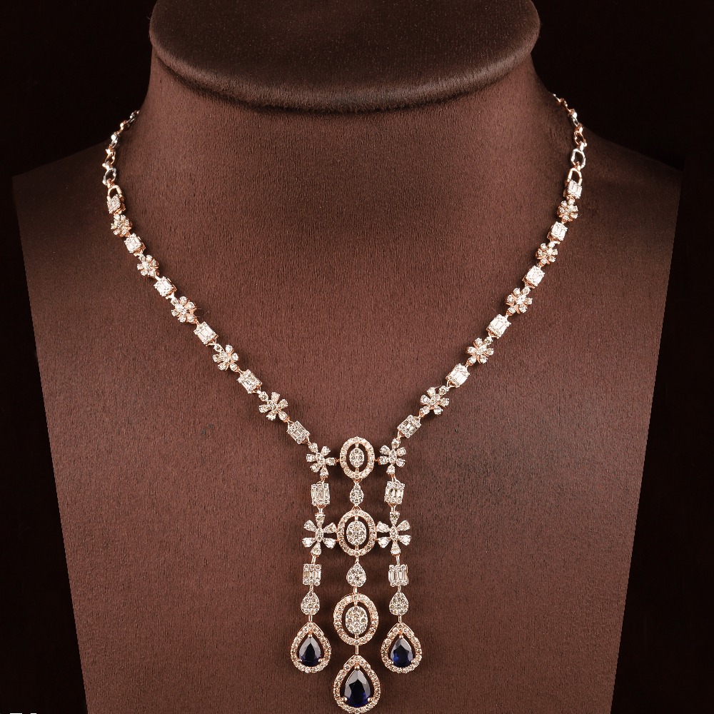 18kt rose gold designer diamond necklace