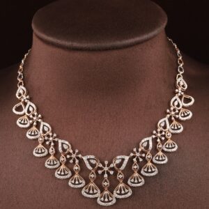 18kt rose gold designer diamond necklace