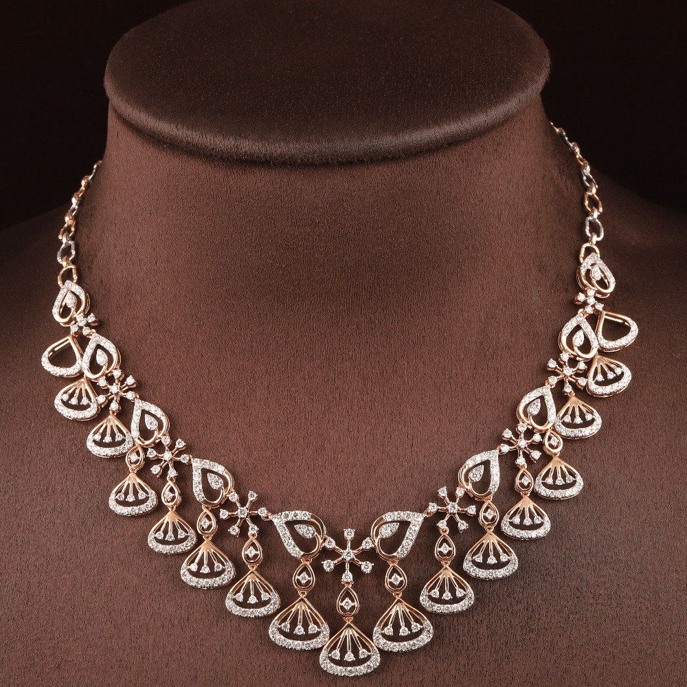 18kt rose gold designer diamond necklace