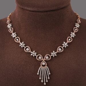 18kt rose gold designer diamond fancy necklace