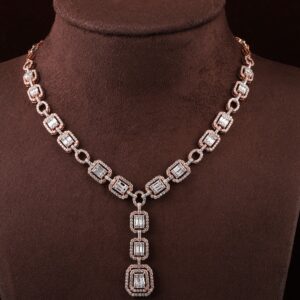 18kt rose gold designer diamond necklace
