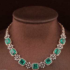 18kt rose gold designer diamond necklace