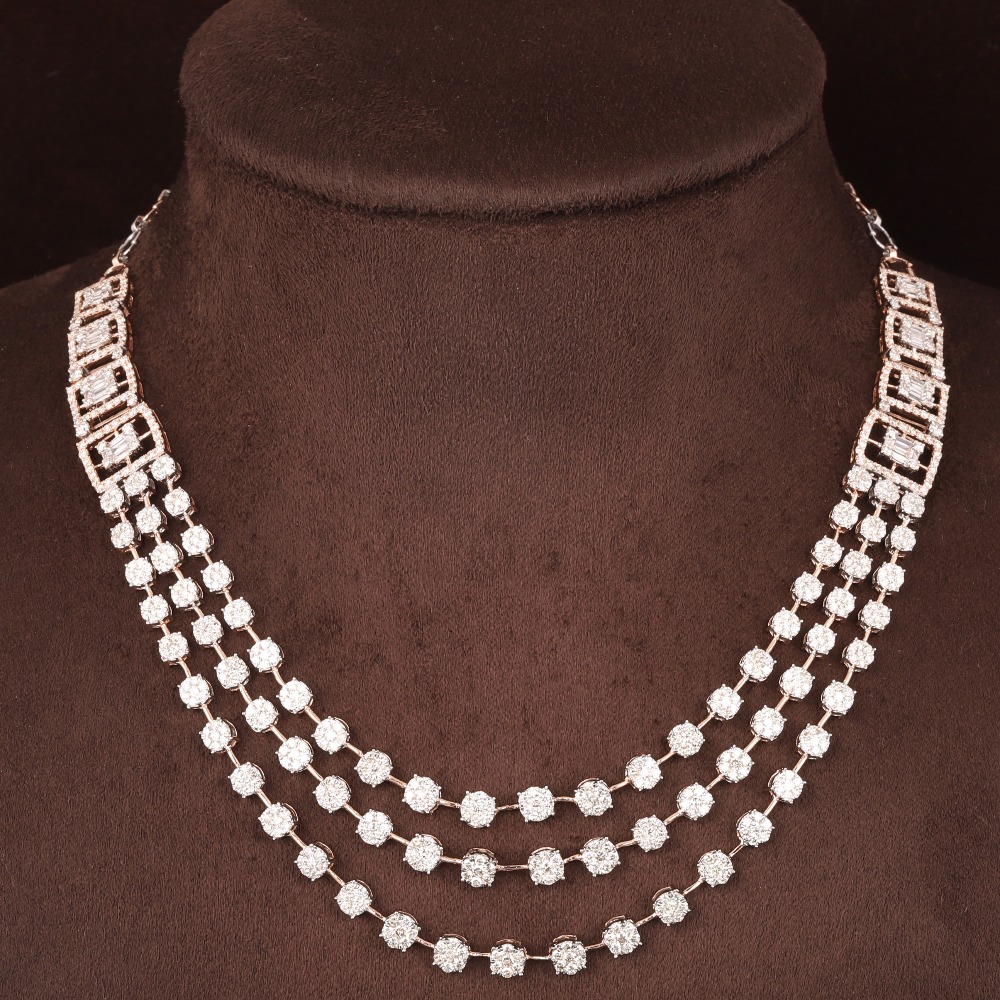 18kt rose gold designer diamond necklace