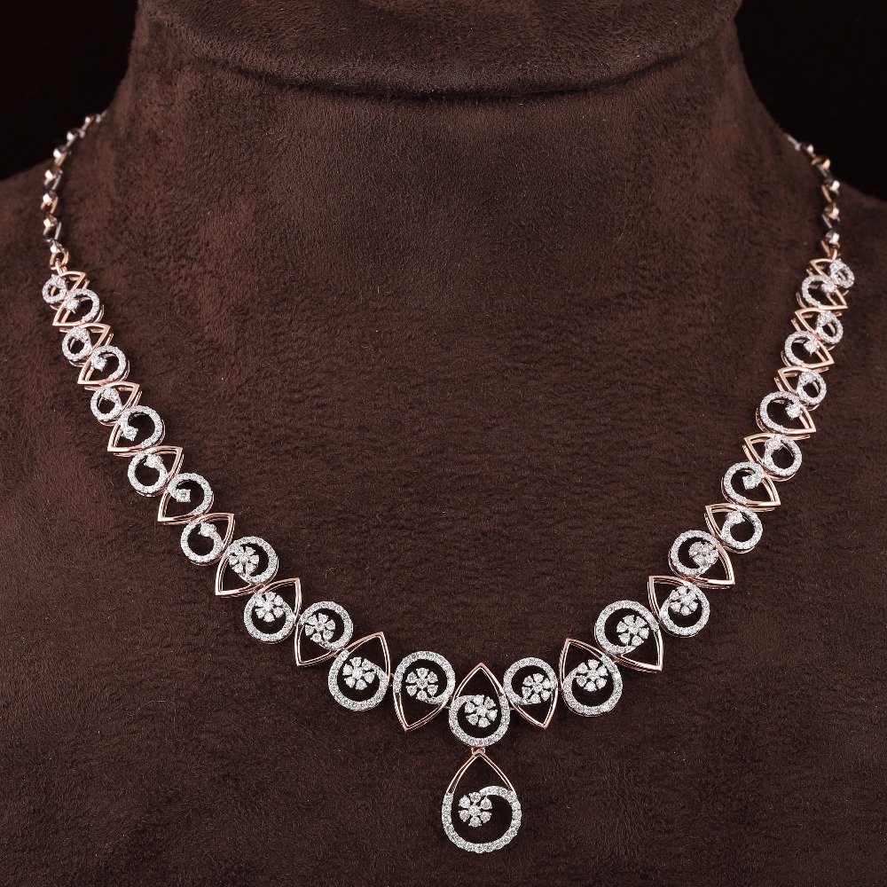 18kt rose gold designer diamond fancy necklace