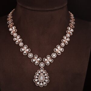 18kt rose gold designer diamond fancy necklace