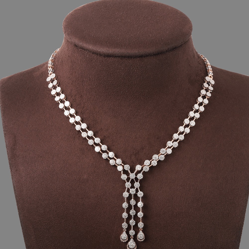 18kt rose gold designer diamond necklace