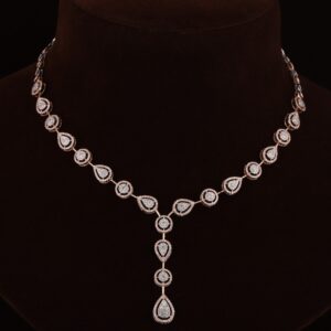 18kt rose gold drop shaped designer diamond necklace