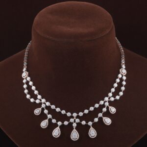18kt rose gold drop shaped diamond necklace