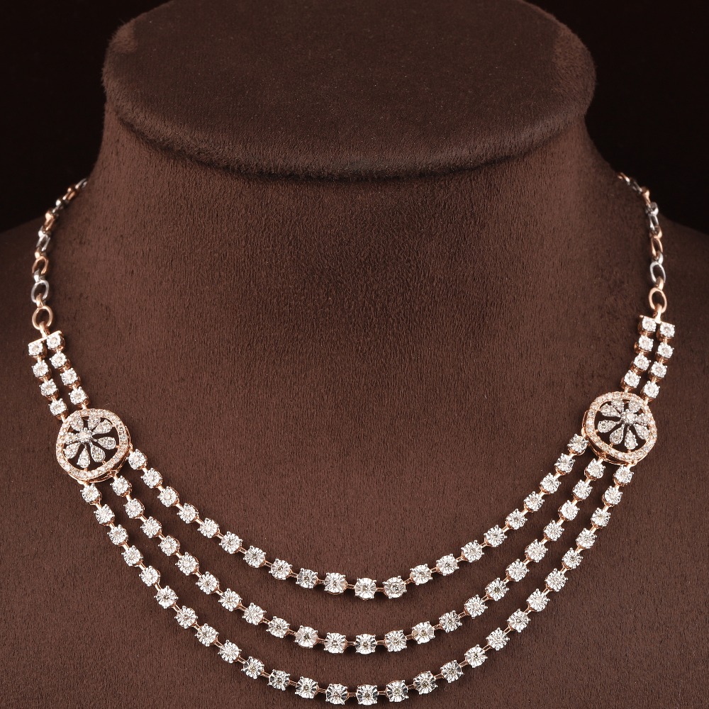 18kt rose gold drop shaped diamond necklace