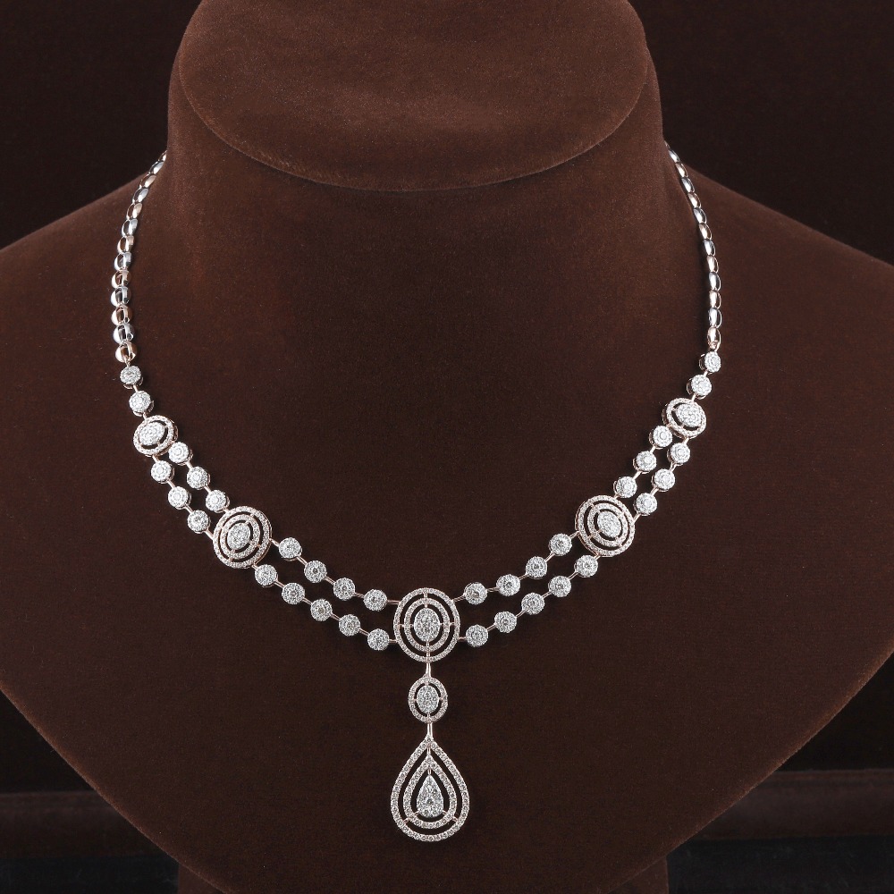 18kt rose gold designer diamond necklace