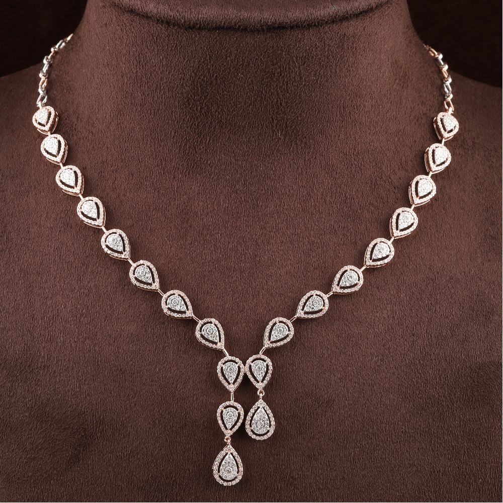 18kt rose gold designer diamond necklace