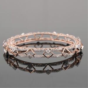 18kt rose gold designer diamond fancy bangle