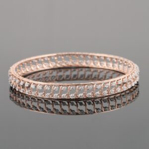 18kt rose gold designer diamond fancy bangle