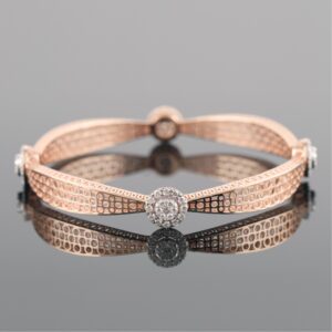 18kt rose gold designer diamond fancy bangle