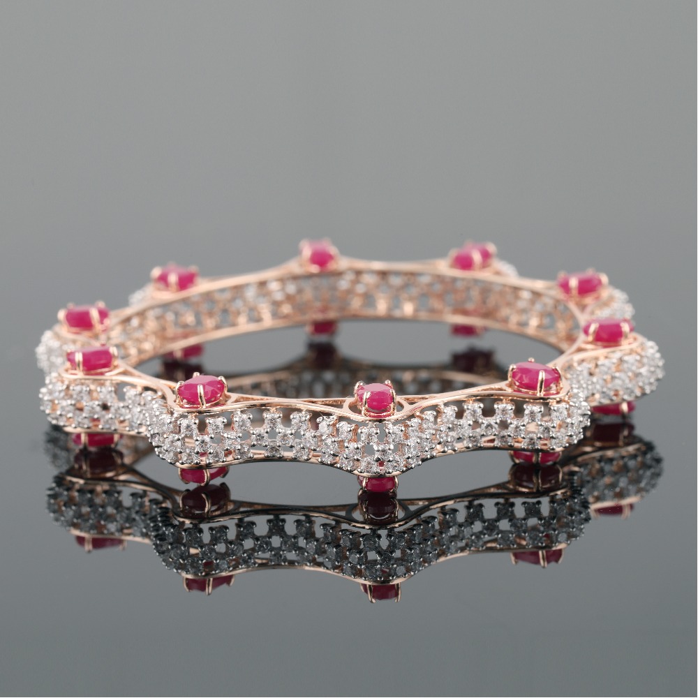 18kt rose gold designer diamond bangle