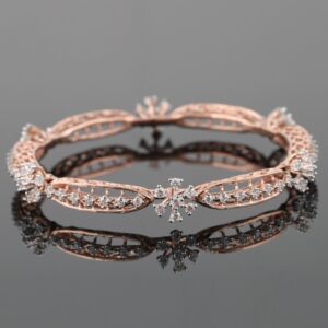 18kt rose gold designer diamond fancy bangle