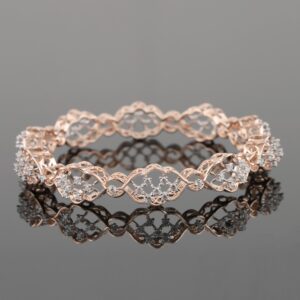 18kt rose gold designer diamond fancy bangle