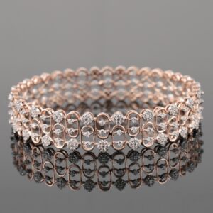 18kt rose gold designer diamond fancy bangle