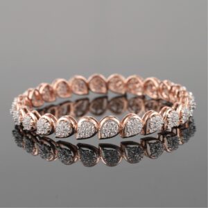 18kt rose gold pan shaped diamond bangle