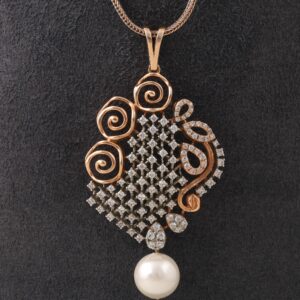 18kt rose gold designer diamond pendant