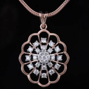 18kt rose gold designer diamond pendant