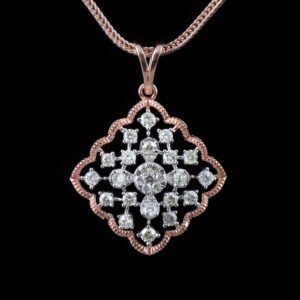 18kt rose gold designer diamond pendant