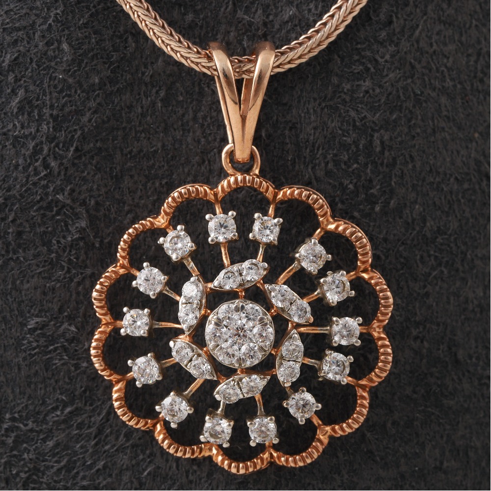 18kt rose gold designer diamond pendant