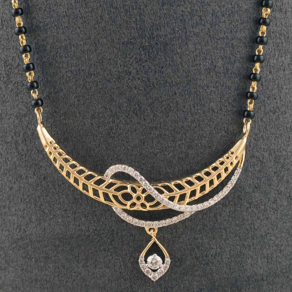 18kt drop shaped diamond fancy mangalsutra