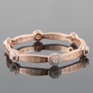 18kt rose gold diamond fancy bangle