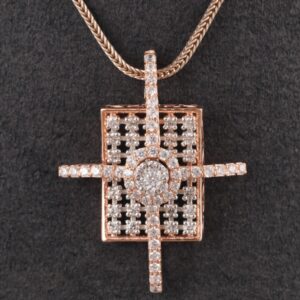 18kt rose gold designer diamond pendant