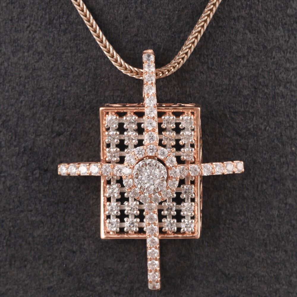 18kt rose gold designer diamond pendant