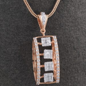 18kt rose gold designer diamond pendant