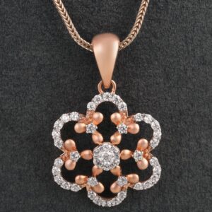 18kt rose gold designer diamond pendant