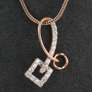 18kt rose gold designer diamond pendant