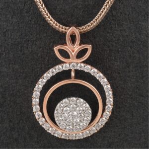 18kt rose gold designer diamond pendant