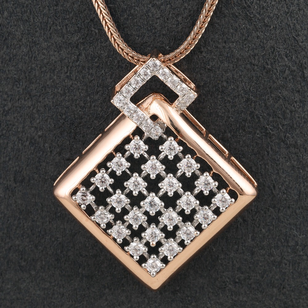 18kt rose gold designer diamond pendant