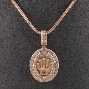 18kt rolex shaped rose gold  diamond pendant