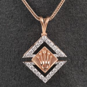 18kt rolex shaped diamond pendant