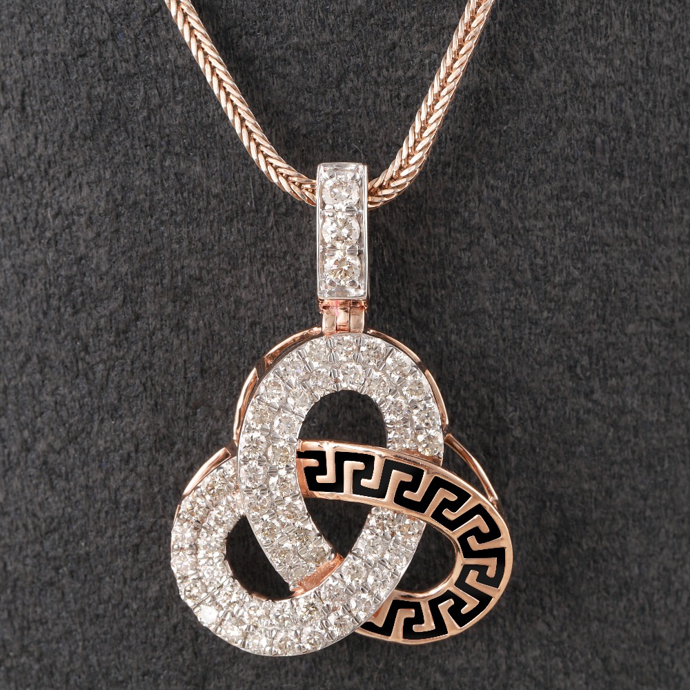 18kt rose gold designer diamond pendant